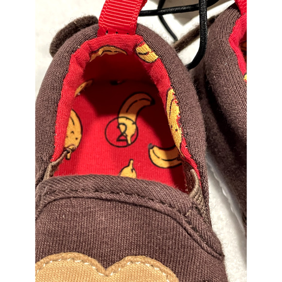 Walmart Brand Infant Toddler Boys Slip On Shoes Brown Canvas Monkey Size 2 NEW - Picture 5 of 6